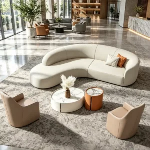 Curved Fabric Lounge Sofa - image 4