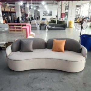 Curved Wood Lounge Sofa - image 5