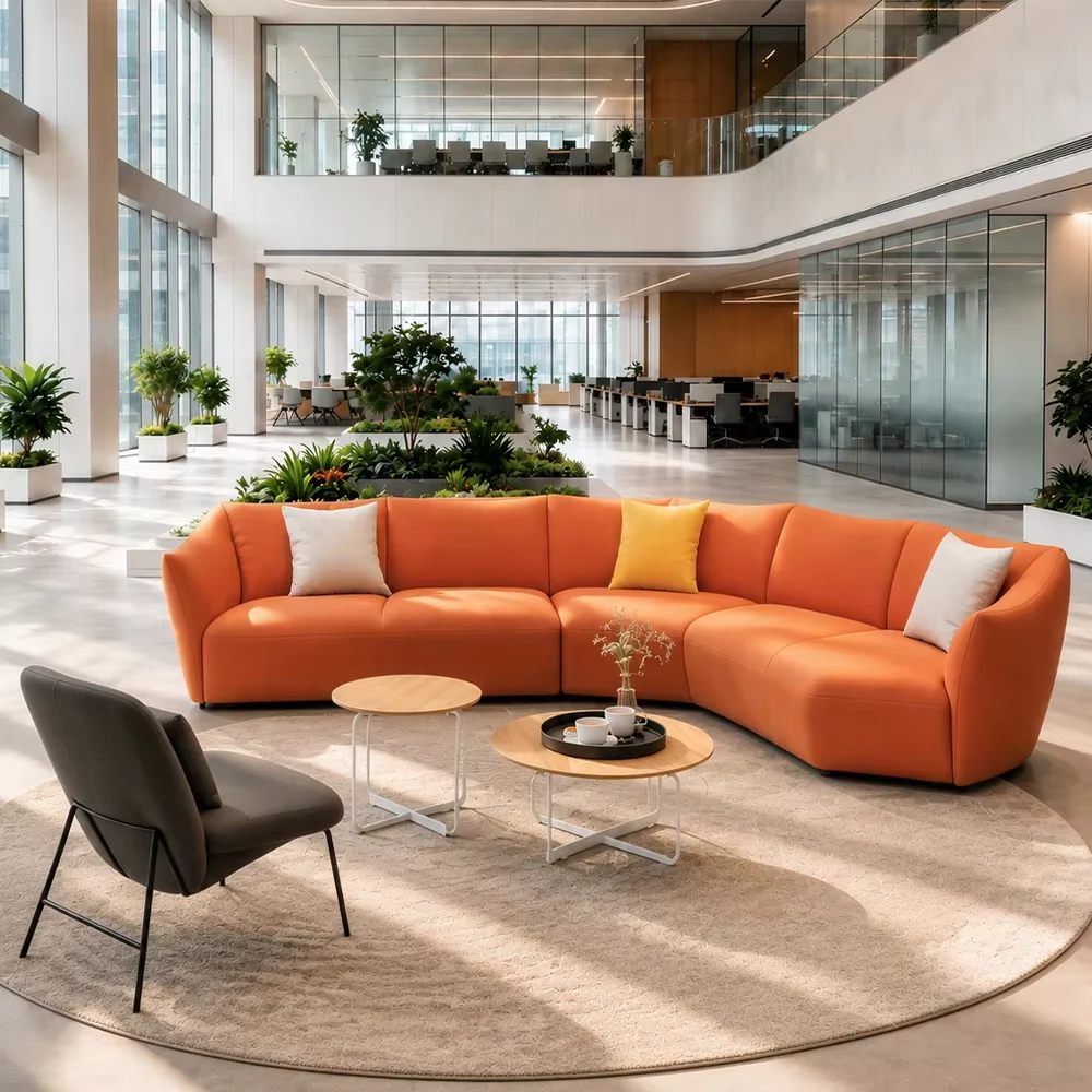 Modular Curved Fabric Lounge Sofa