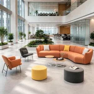 Modular Curved Fabric Lounge Sofa - image 2