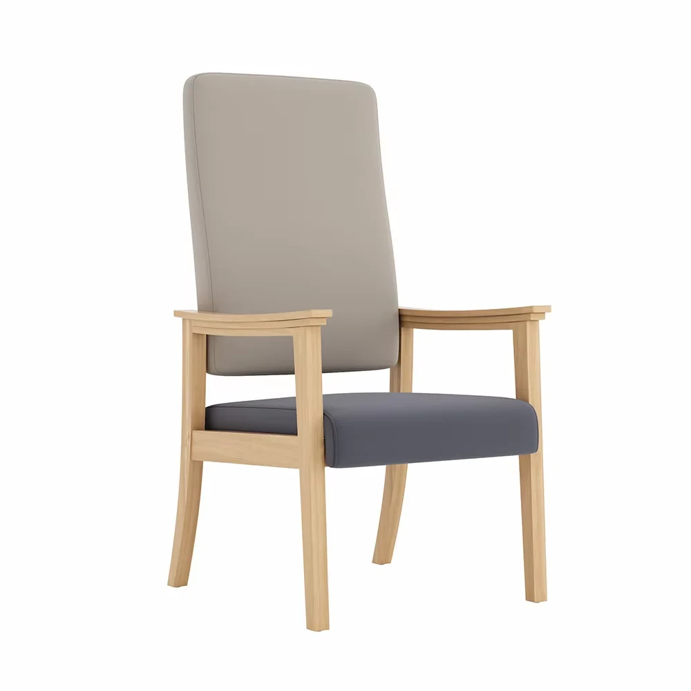 High-Back Wood Lounge Chair