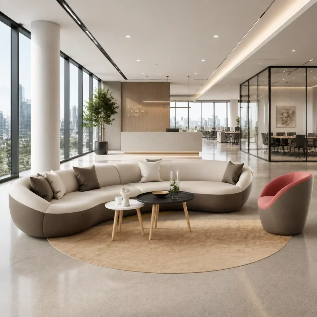 Modular Curved Fabric Lounge Sofa
