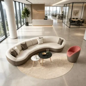 Modular Curved Fabric Lounge Sofa - image 2