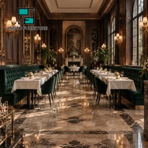 Tufted Marble-Top Fabric Booth Seating - image 2