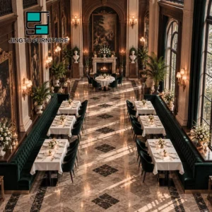 Tufted Marble-Top Fabric Booth Seating - image 3