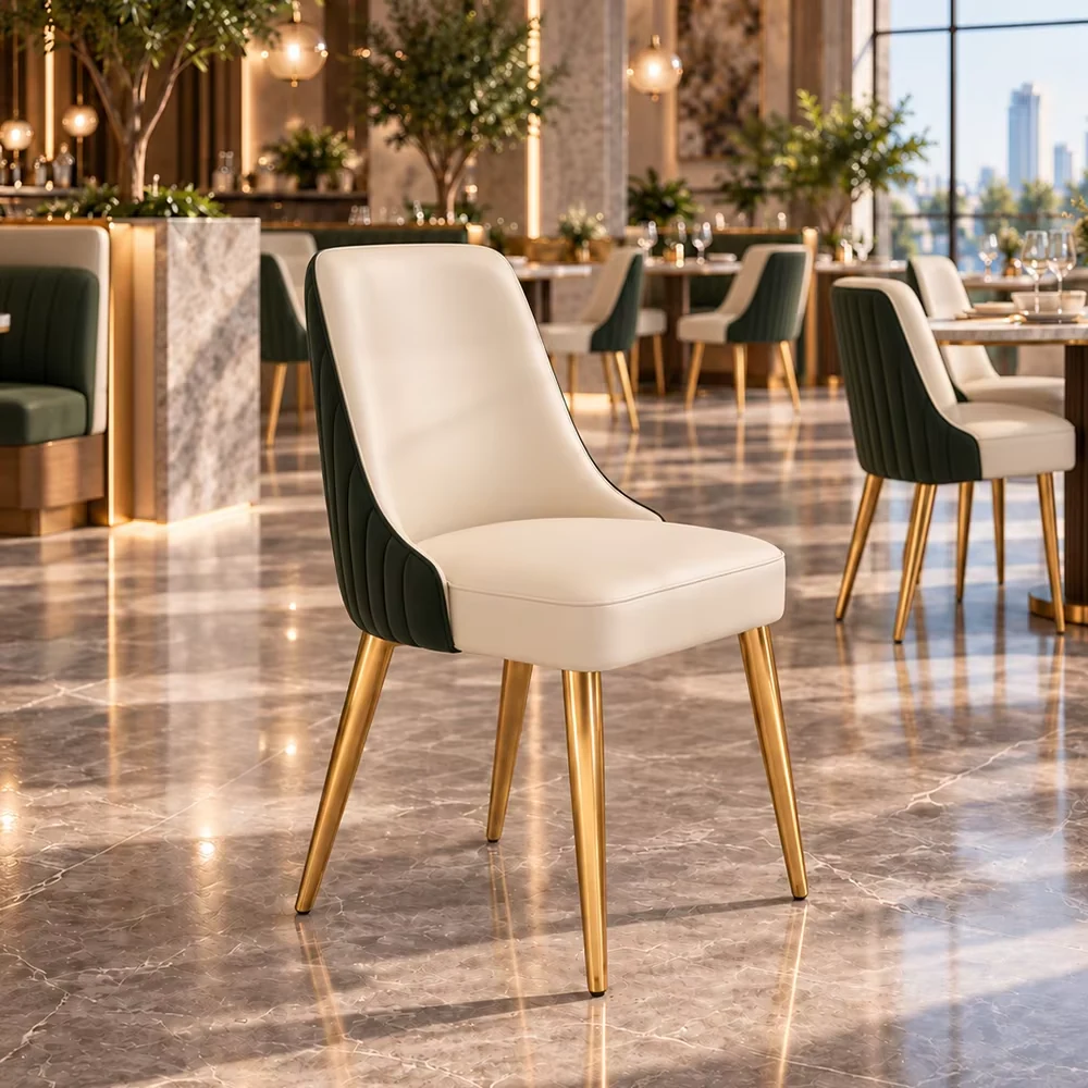 Channel-Tufted Pu Leather Dining Chair
