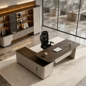 L-Shaped Wood Workstation - image 5