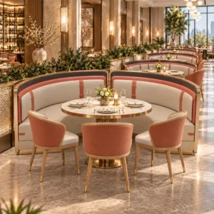Marble-Top Leather Booth Seating - image 1