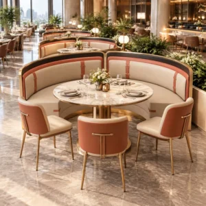 Marble-Top Leather Booth Seating - image 2