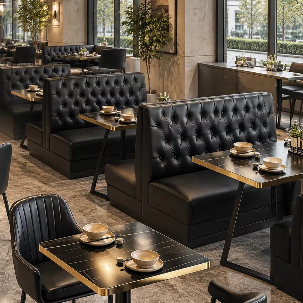 Tufted High-Back Leather Booth Seating