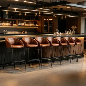 Curved Pu Leather Bar Stool - image 3