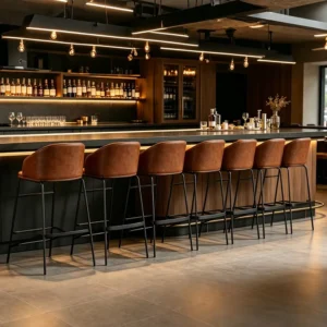 Curved Pu Leather Bar Stool - image 7