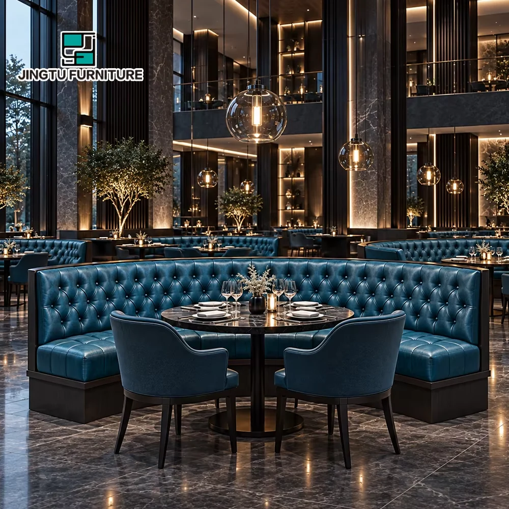 Button-Tufted Leather Booth Seating