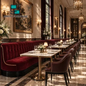 Button-Tufted Fabric Booth Seating - image 1