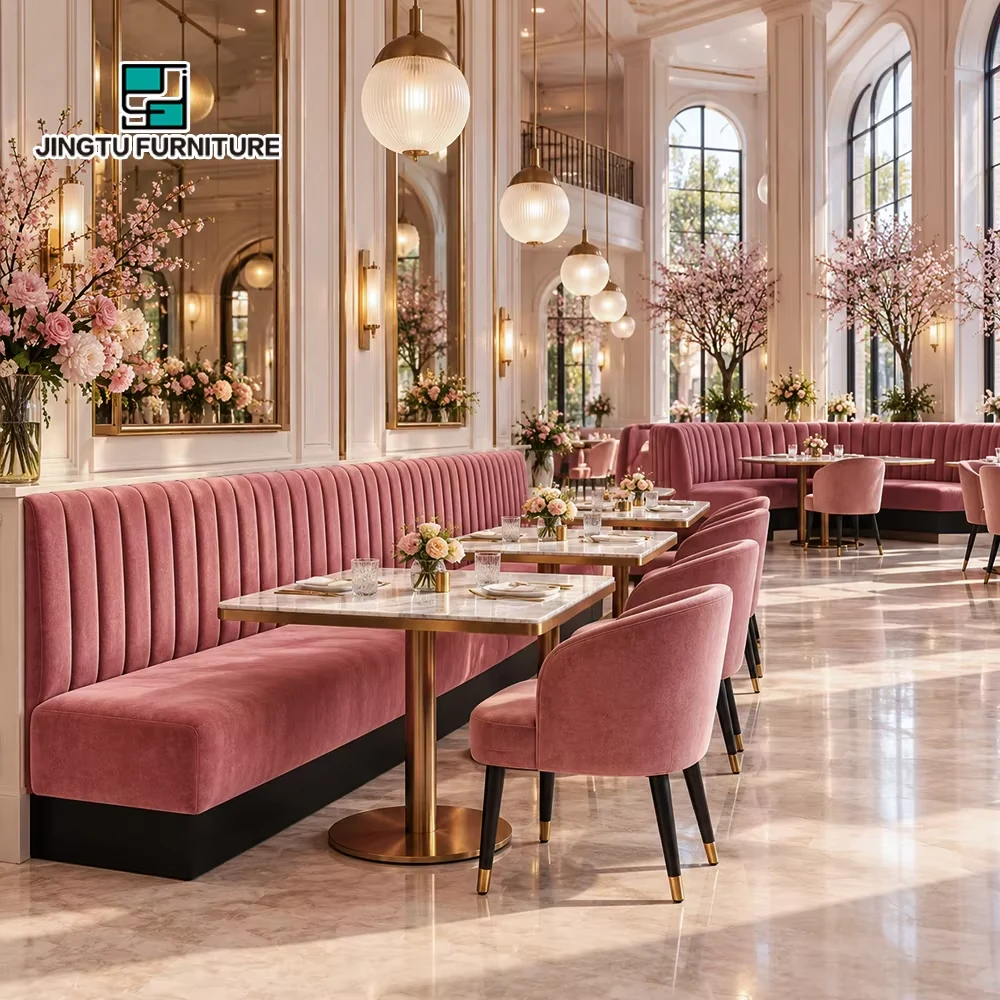 Channel-Tufted Fabric Booth Seating