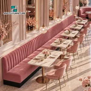 Channel-Tufted Fabric Booth Seating - image 3
