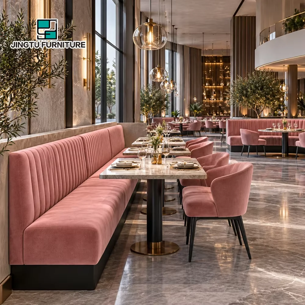 Channel-Tufted Fabric Booth Seating