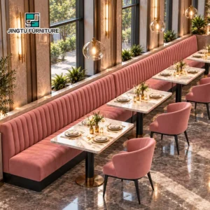 Channel-Tufted Fabric Booth Seating - image 3