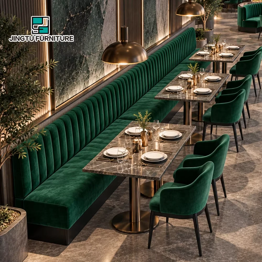 Channel-Tufted Fabric Booth Seating