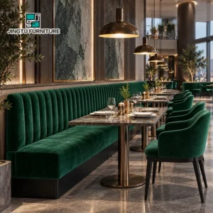 Channel-Tufted Fabric Booth Seating - image 3
