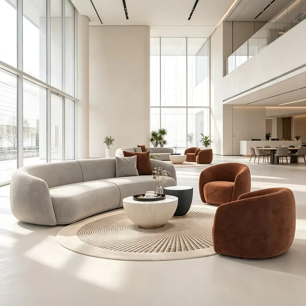 Curved Fabric Lounge Sofa