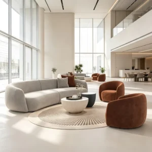 Curved Fabric Lounge Sofa - image 4