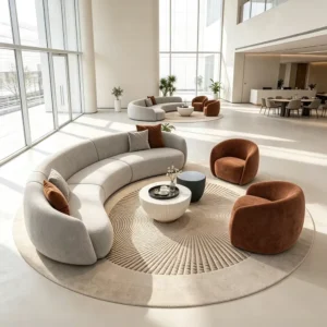 Curved Fabric Lounge Sofa - image 5