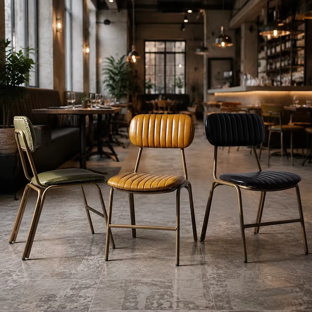 Channel-Tufted Leather Dining Chair