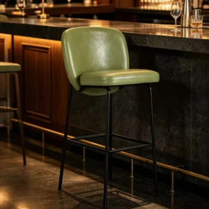 Curved Leather Bar Stool - image 2