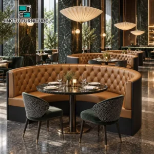 Tufted Curved Leather Booth Seating - image 1