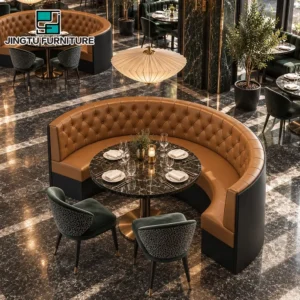 Tufted Curved Leather Booth Seating - image 2