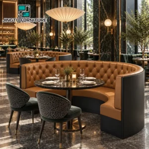 Tufted Curved Leather Booth Seating - image 3