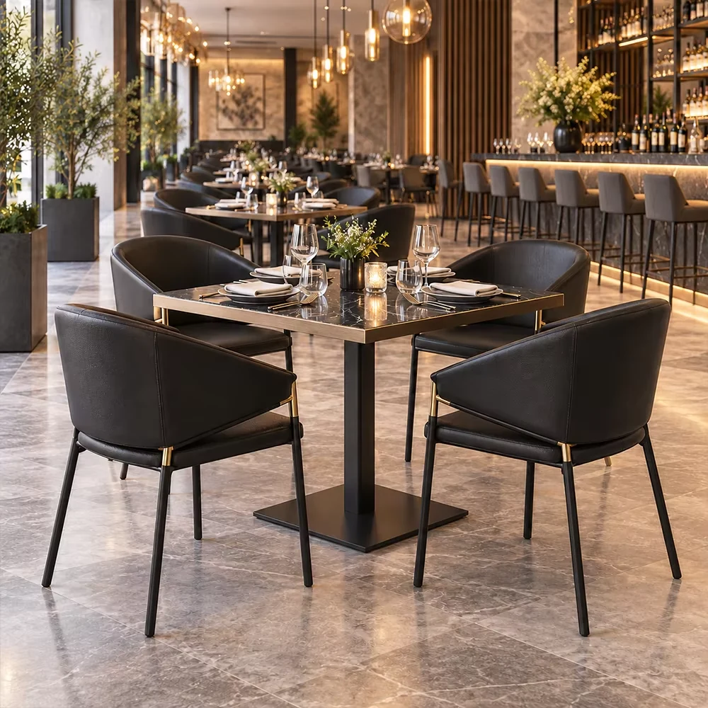 Marble-Top Marble Pu Leather Commercial Table
