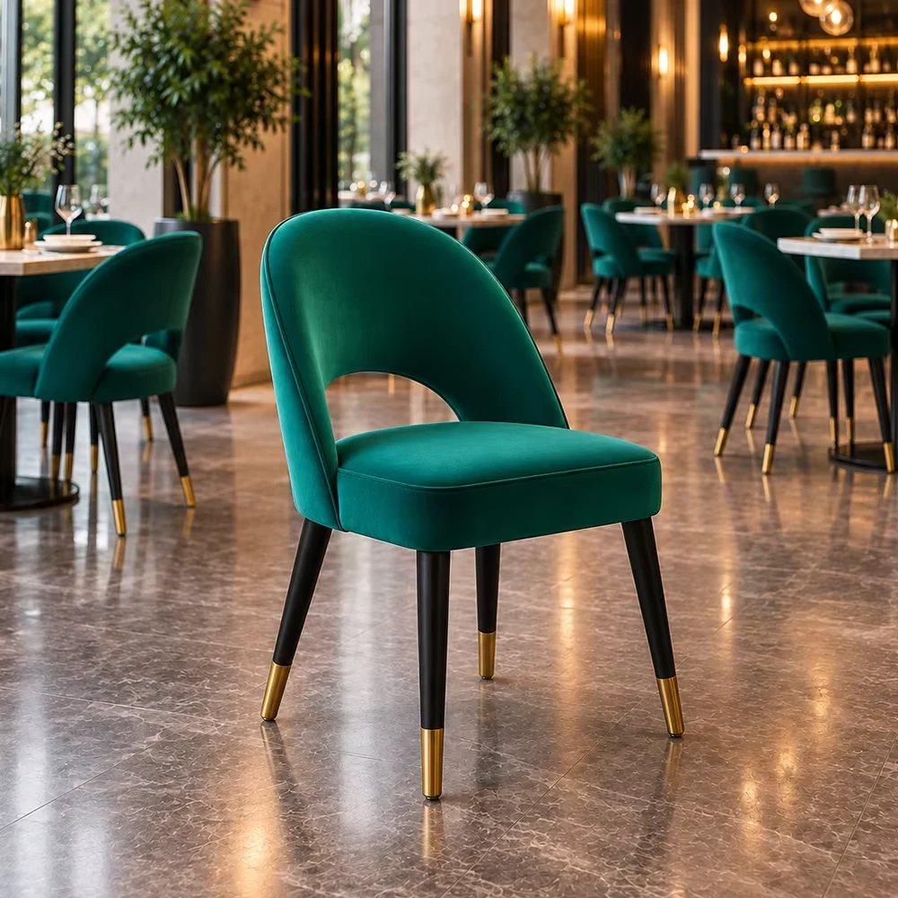 Armless Velvet Dining Chair