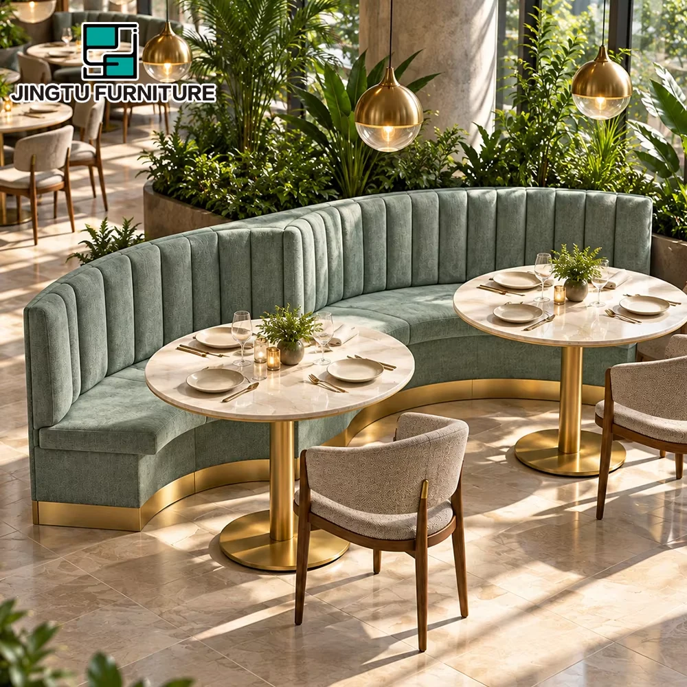 Curved Marble-Top Booth Seating