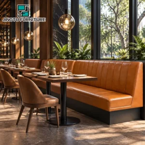 Channel-Tufted Leather Booth Seating - image 1