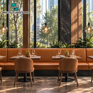 Channel-Tufted Leather Booth Seating - image 2