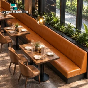 Channel-Tufted Leather Booth Seating - image 3