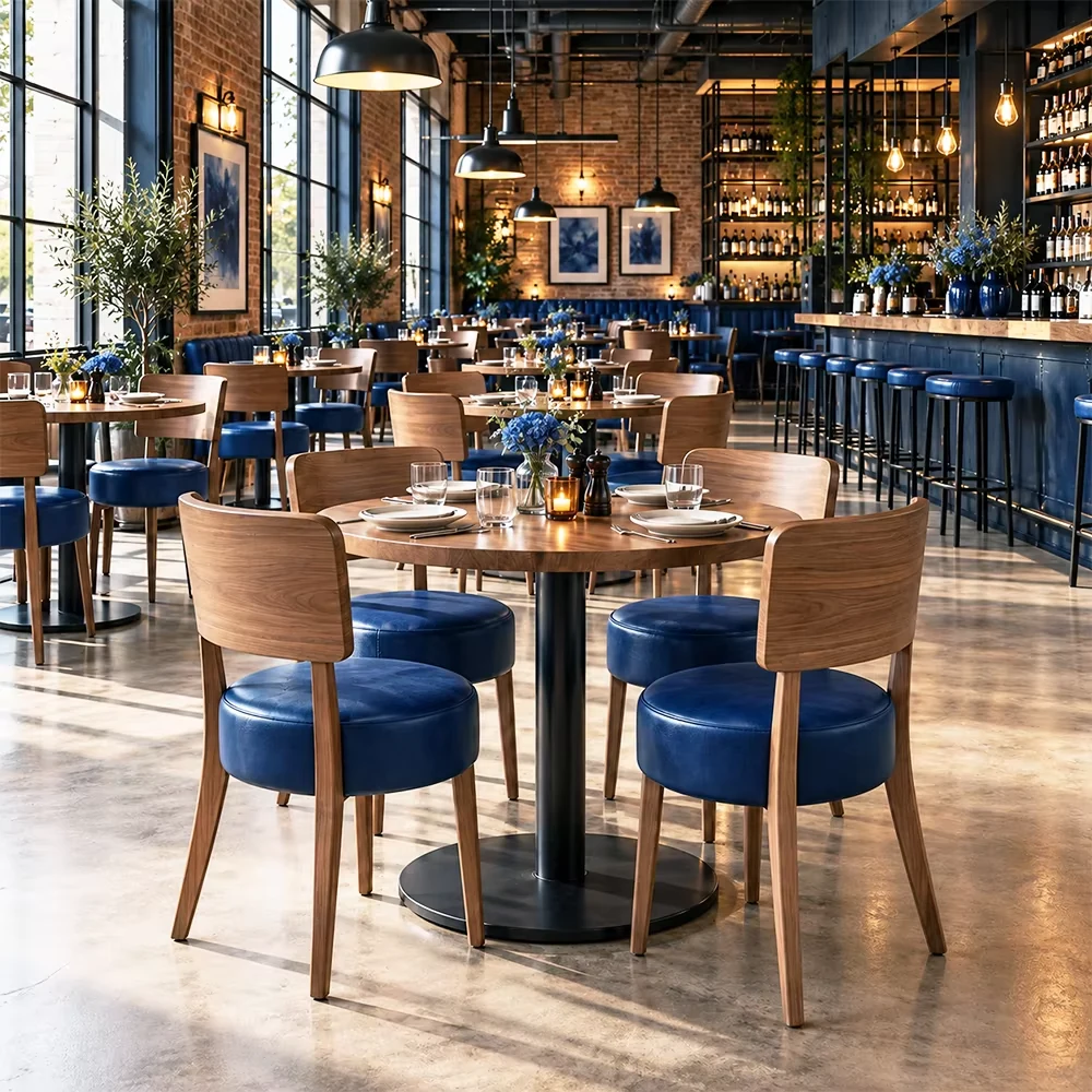 Restaurant Curved Industrial Metal Commercial Furniture Set