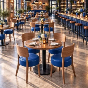 Restaurant Curved Industrial Metal Commercial Furniture Set - image 2