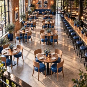 Restaurant Curved Industrial Metal Commercial Furniture Set - image 3
