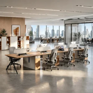 Curved Wood Workstation - image 1