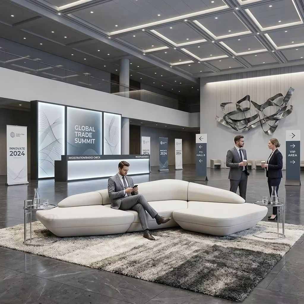 Modular Curved Fabric Lounge Sofa