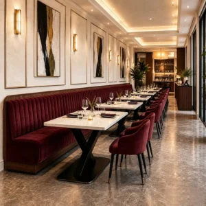 Marble-Top Luxury Fabric Booth Seating - image 3