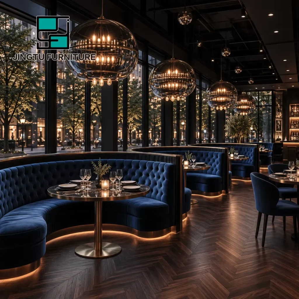 Tufted Curved Fabric Booth Seating