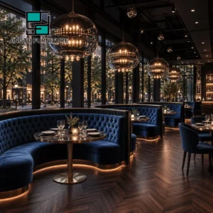Tufted Curved Fabric Booth Seating - image 1