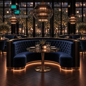 Tufted Curved Fabric Booth Seating - image 3