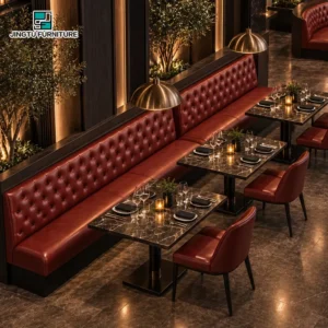 Button-Tufted Leather Booth Seating - image 3