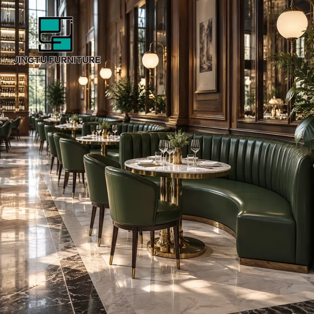Marble-Top Leather Booth Seating