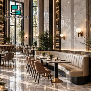 Marble-Top Leather Booth Seating - image 2